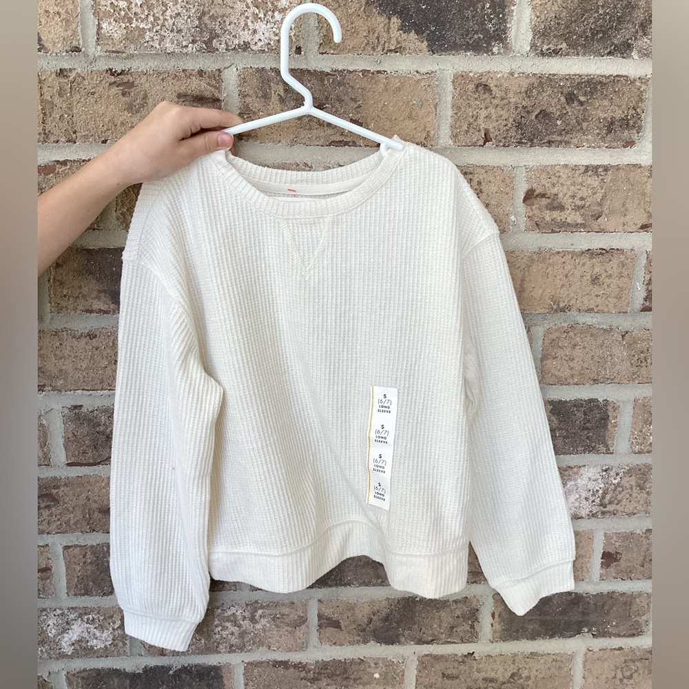 Girls Cat + Jack white sweater size small 6/7